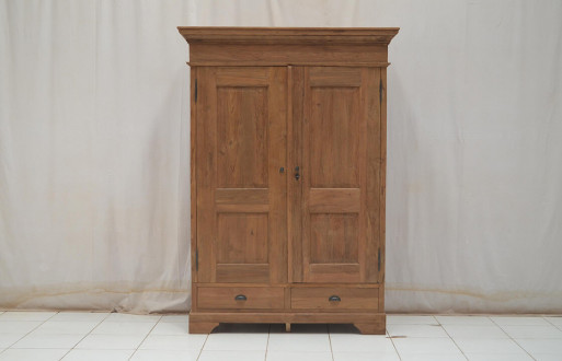 Kleiderschrank "Dedy Kasar" gebürstetes Teakholz | massive-moebel.com