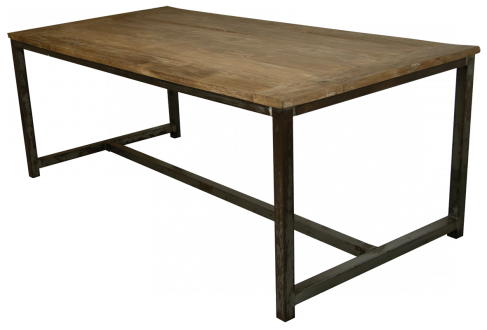 Esstisch-Massivholz-Eisengestell